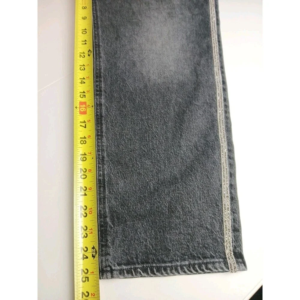Lucky Brand Mid Rise Sienna Slim Boyfriend Jean Black Silver Glitter 10/30 Y2k‎